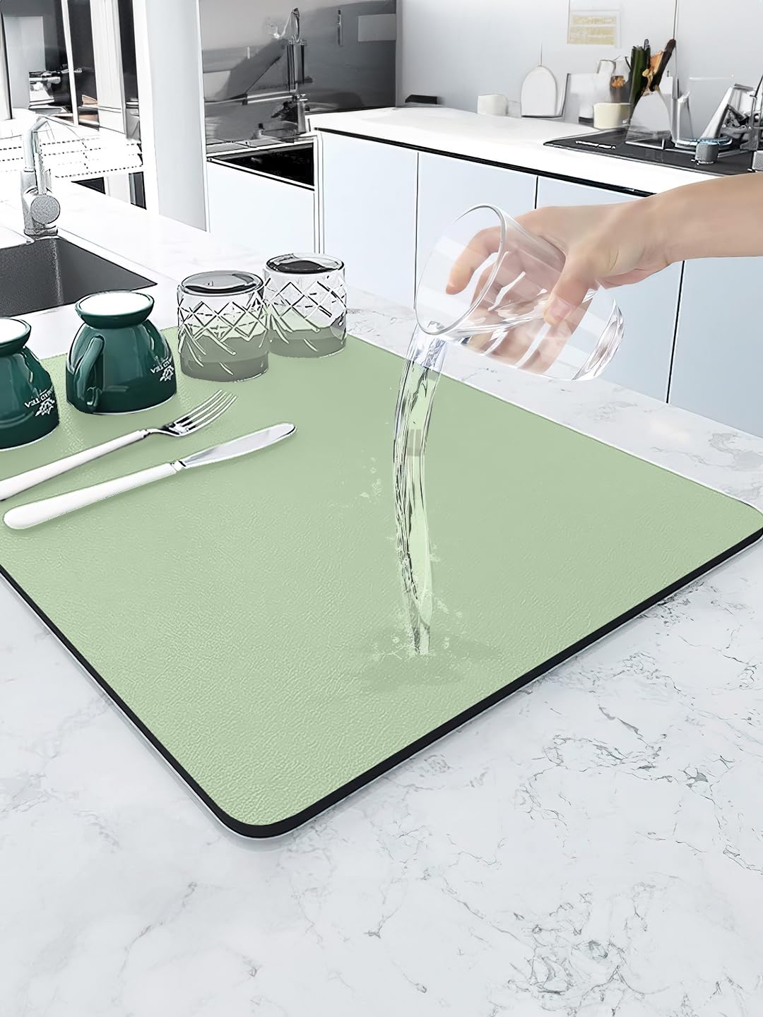 VORHANG Dish Drying mat for Kitchen, Water Absorbent Mat, Drying Mat for Kitchen Utensils, Water Absorbent mats for Kitchen Items (40 * 30 cm), Sage (B0D6NCNSCM) Amazon Price History, Amazon Price Tracker