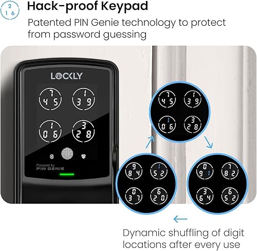 Miniatura 4 de Lockly Secure Plus, cerradura de puerta de entrada sin llave, cerraduras inteligentes para puerta delantera, cerrojo de bloqueo inteligente, teclado