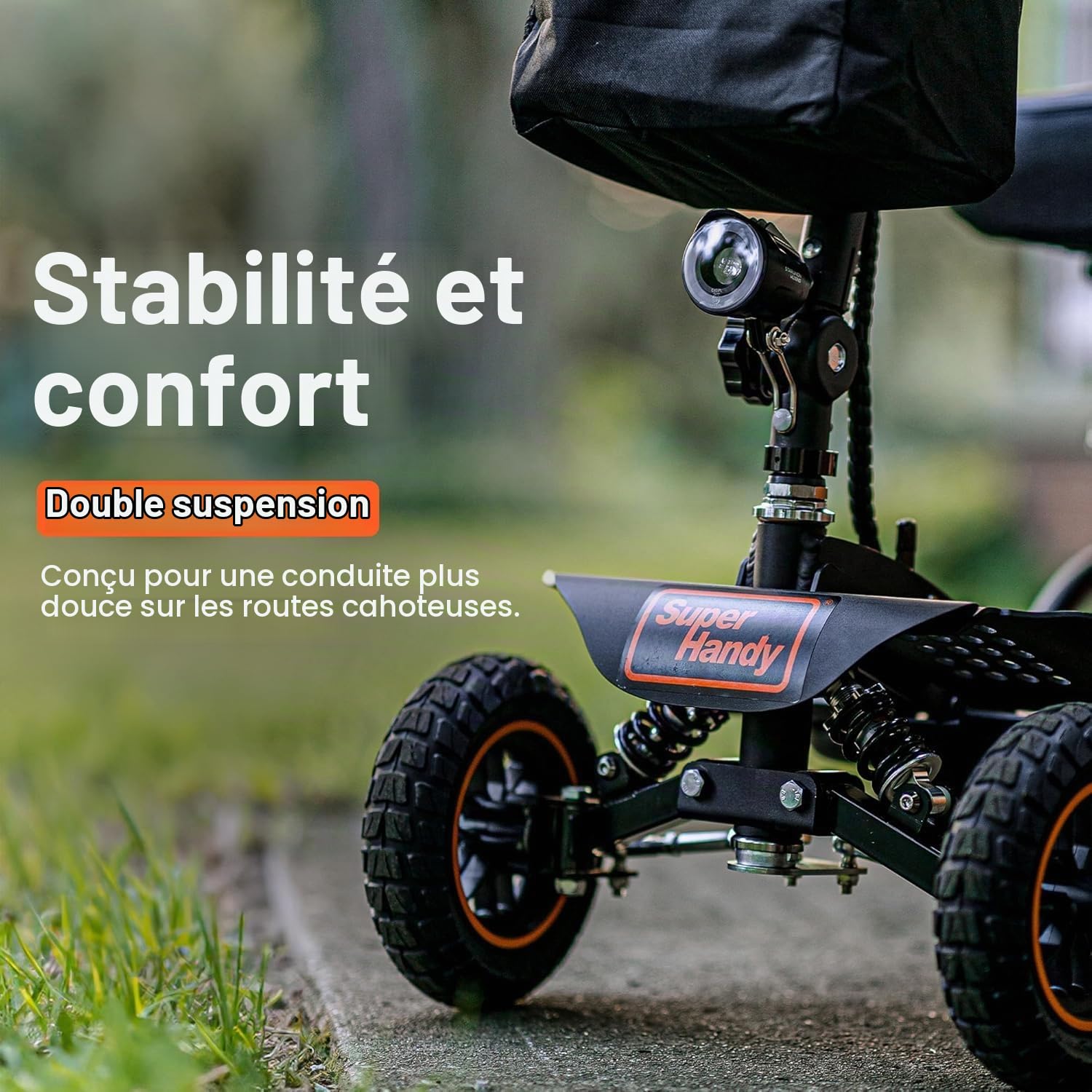 SuperHandy scooter de mobilité Explorer–4 Roues, Moteur Brushless de 500W, Batterie 48V, Capacité de 159 kg, Vitesse Maximale de 8 km/h, Cadre en Aluminium Légèrer [Brevet en attente]