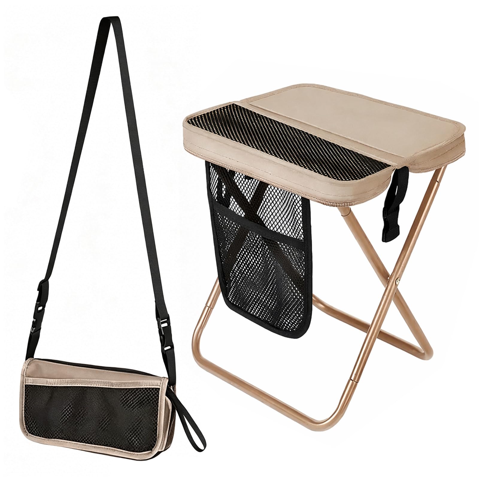Qnbonrich Foldable Camping Stool, Mini Folding Chair Stool with 31 cm Seat Height, Folding Stool up to 120 kg Load Capacity, Lightweight Folding Stool for Camping, Fishing, Picnic, Travel and Garden