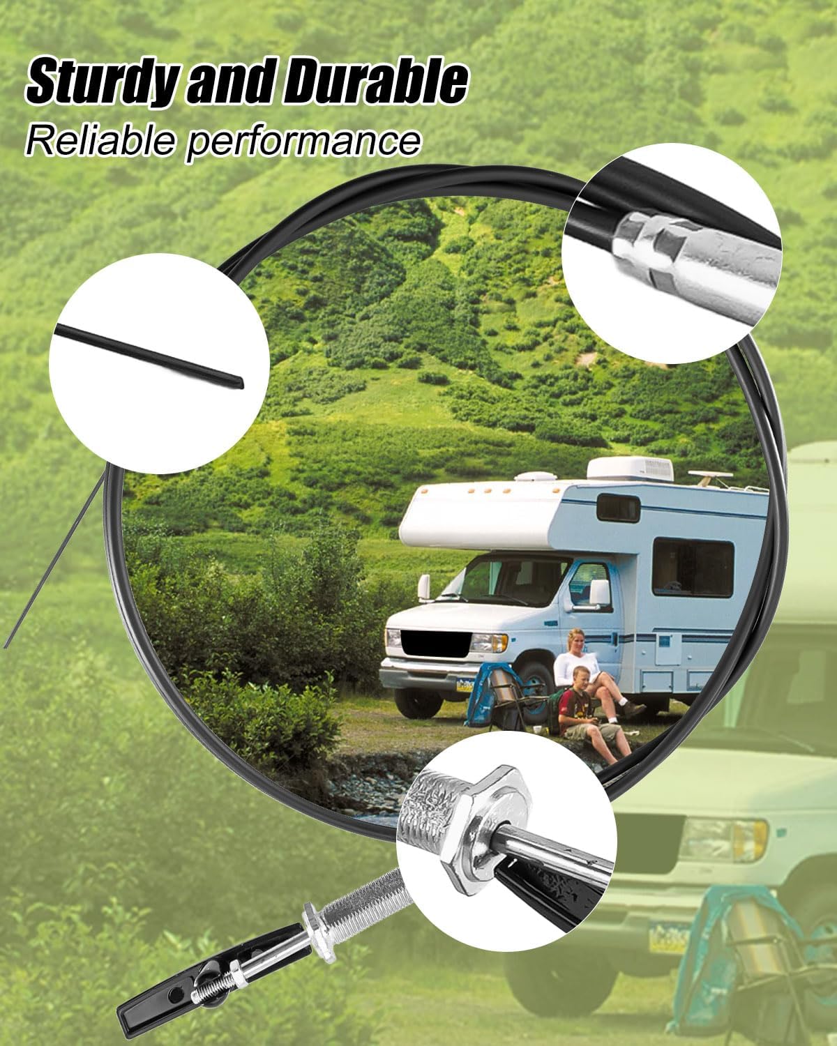 96 Inches RV Drain Valve Cable with Handle Replace TC96PB Fit for LeSalle Bristols Waste Valves Valterra Dump Valves, Perfect for Most RVs, Travel Trailers and Campers