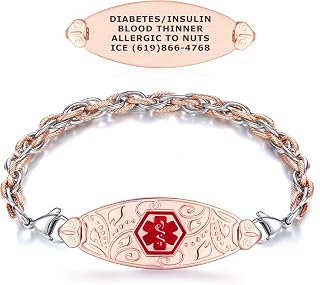 Divoti Custom Engraved Medical Alert Bracelet for Women | Filigree Medical ID Bracelet| Mesh Chain with Lobster Claw | Durable, Hypoallergenic & Stainless Steel-PVD Rose Gold