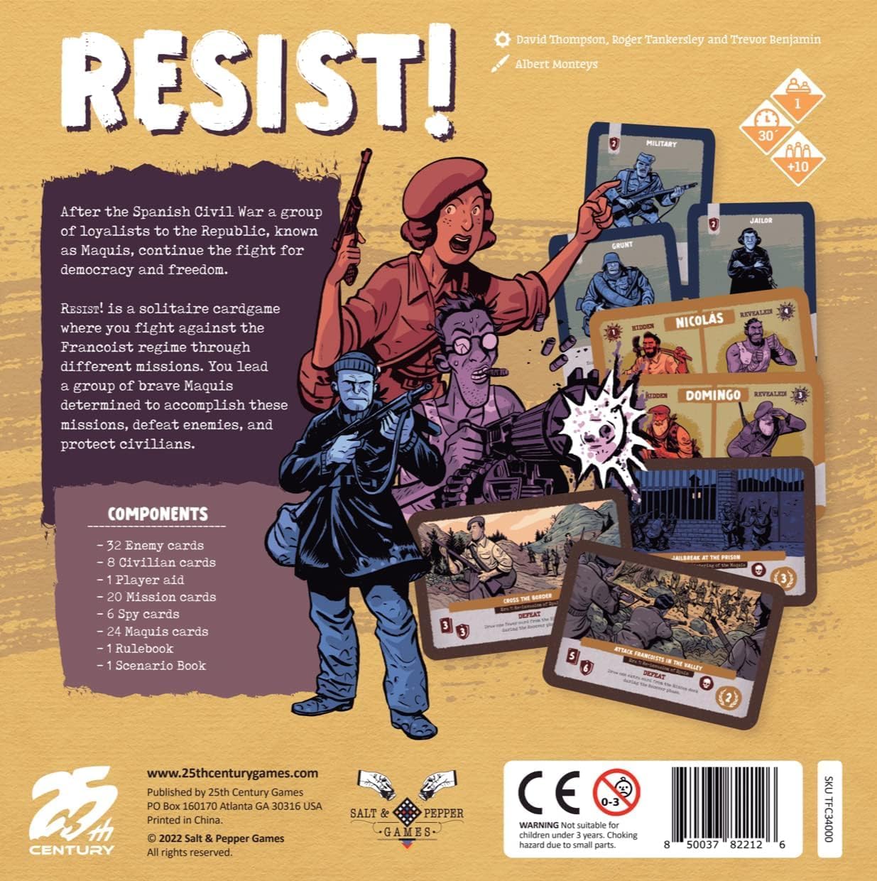 25th Century Games Resist Ages 10+ | Solitaire Strategy Card Game | Spanish Maquis Resistance Game with Tactical Deck Management, Mission-Based Gameplay, and Historical Theme for Solo Players