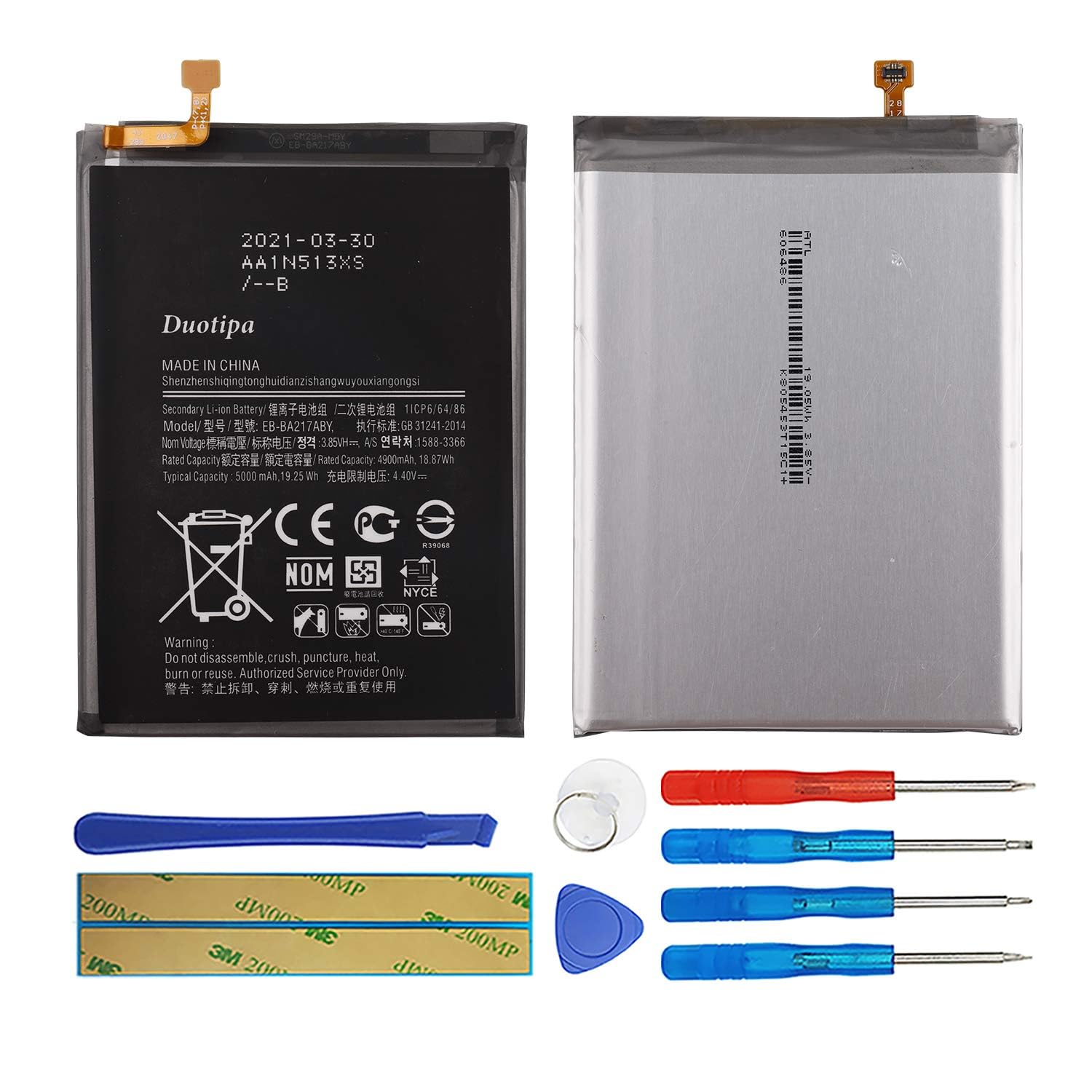 Duotipa EB-BA217ABY Battery Compatible with Galaxy A21S SM-A217F GH82-22989A with Repair Tool Kit