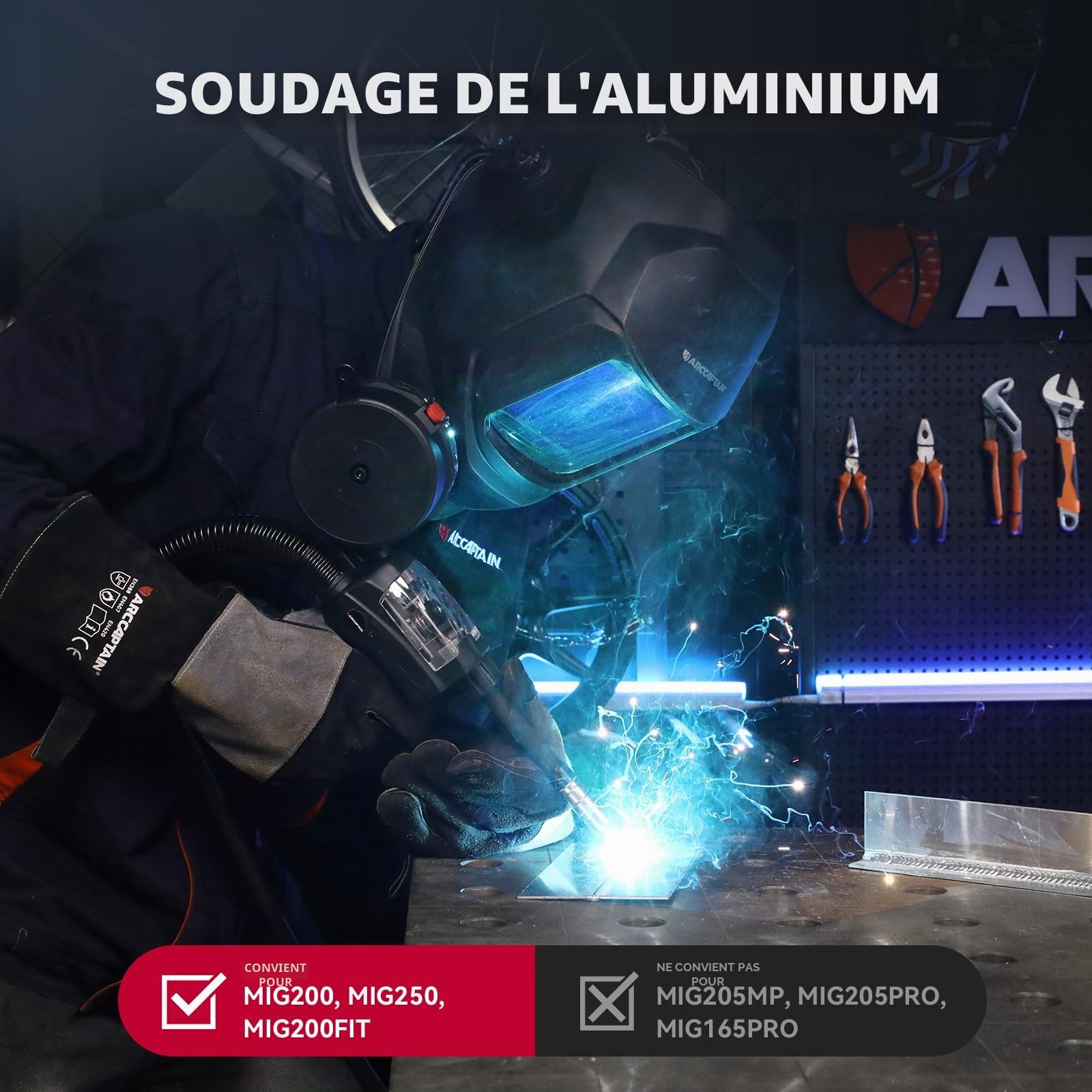 ARCCAPTAIN Bobine de pistolet pour soudage aluminium 150 A Connexion Euro 3 m pour ARCCAPTAIN MIG200