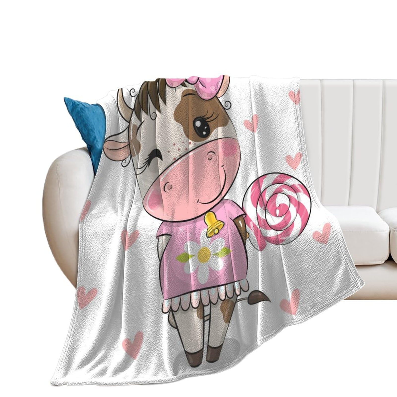 Couverture polaire vache contre le froid sur le canapé plaid flanelle 130x150