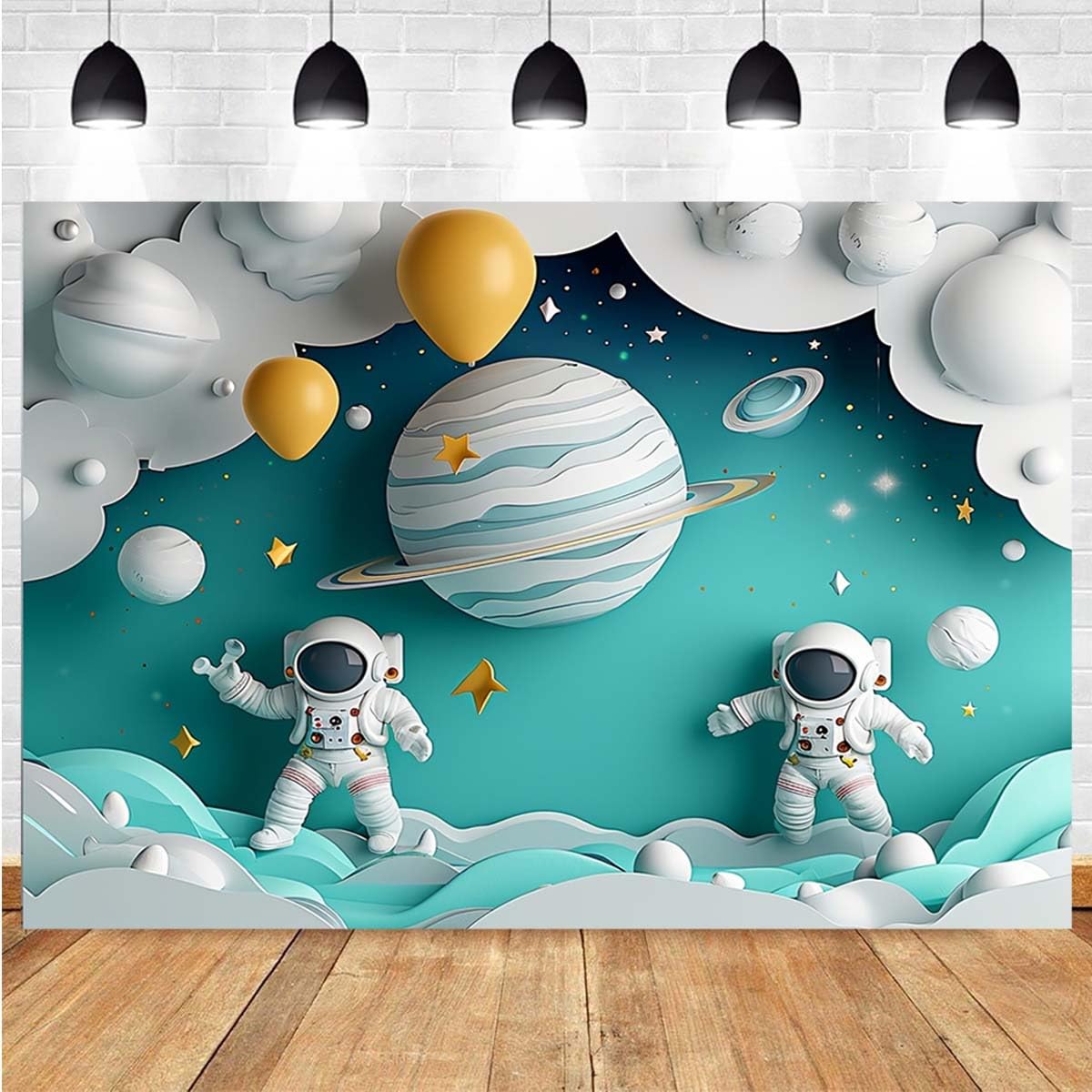 Boy 1st Birthday Balloons Party Photography Background Outer Space Universe Astronaut Birthday Party Decor Backdrop Starry Sky Happy Birthday Backdrop