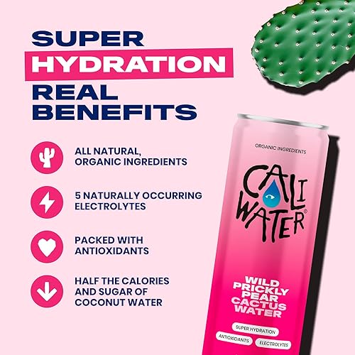 Miniatura 3 de Caliwater - Agua orgánica de cactus - Tuna silvestre - 0.18 oz de azúcar, 25 calorías - Alternativa al agua de coco - Hidratación natural a base de