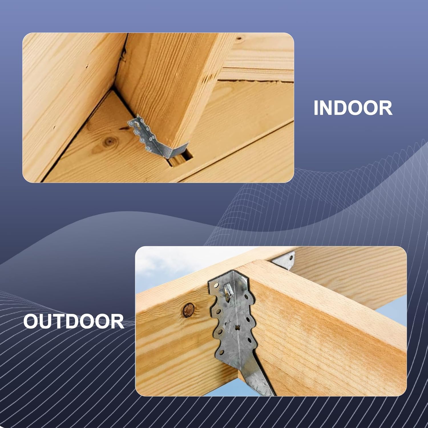 Appendini per travi 2 x 6 per legno calibro 20, zincati, montaggio frontale, staffa per travetti per pavimenti di ponte, inquadratura a soffitto, 25 pezzi