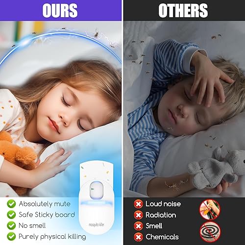 Miniatura 5 de Trampa para insectos voladores, trampa para mosquitos enchufables para casa interior 2023, atrapa insectos con luz nocturna UV con 5 tablas de