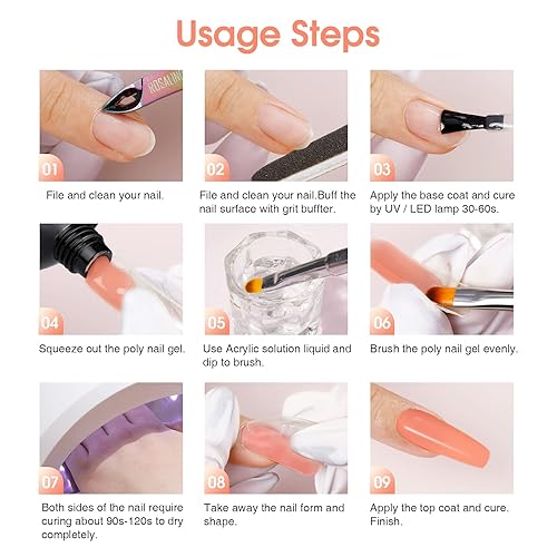Miniatura 9 de ROSALIND Gel de uñas de polietileno nude, 2.0 fl oz de gel de extensión de poli para decoración de uñas, extensión profesional de engrosamiento de