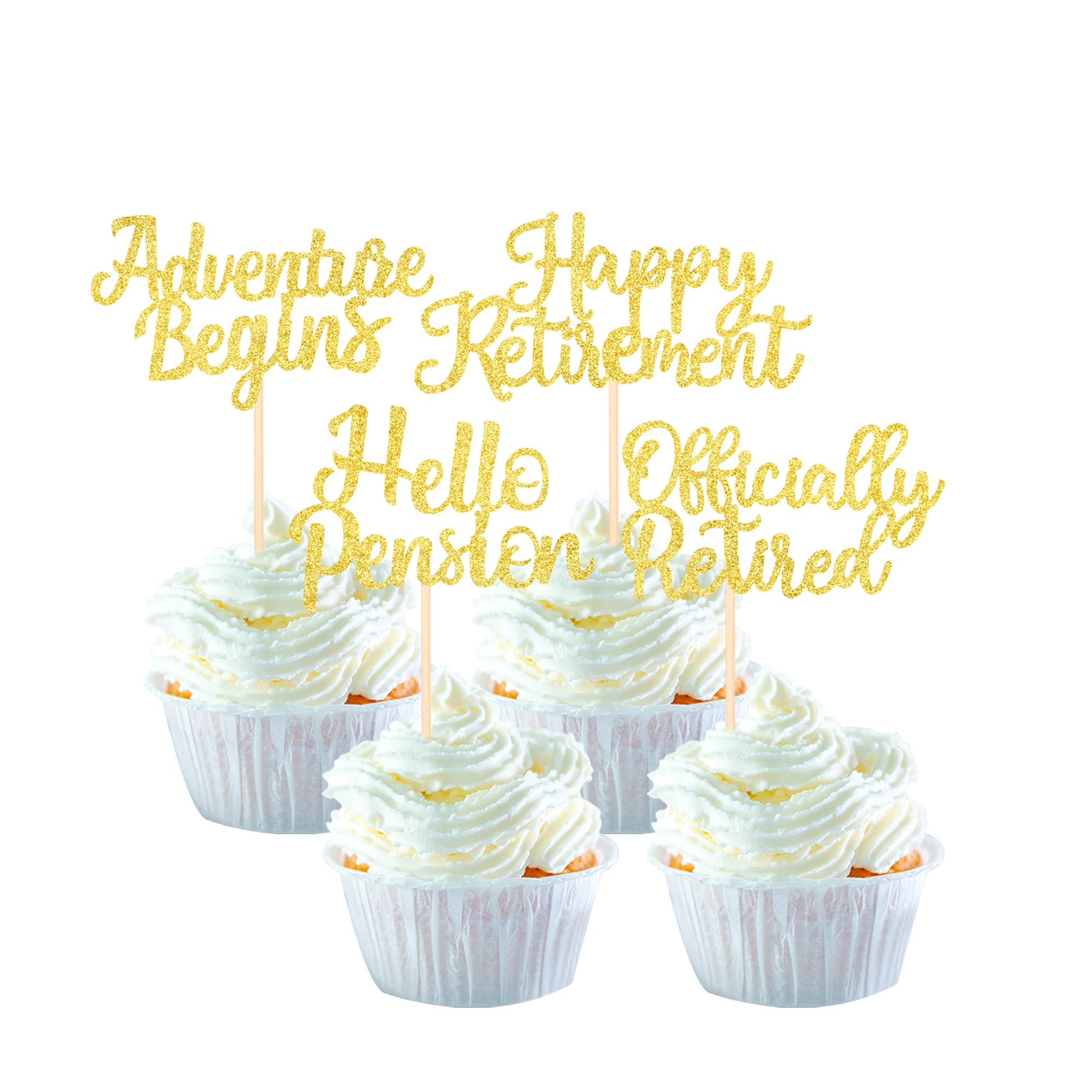 30 PCS Happy Retirement Cupcake Toppers - Officially Retired, No Work Zone, Adventure Begins Designs - View #5