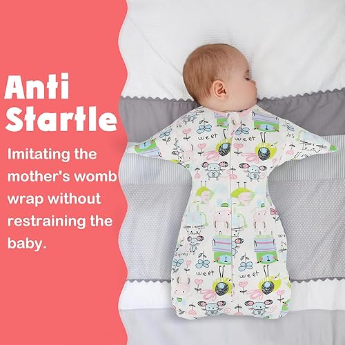 Miniatura 9 de JULYFIRE Paquete de 2 mantas de transición con cremallera de 2 vías, 100% algodón, para envolver con brazos y brazos sin brazos de transición, saco