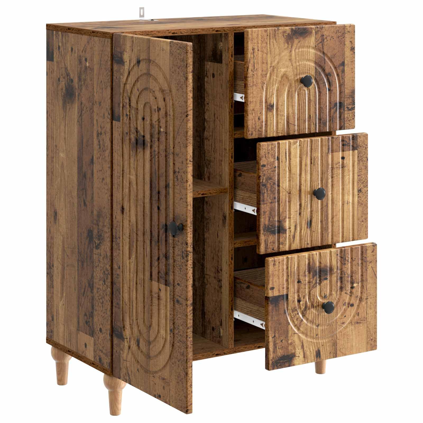 Credenza in legno anticato, 66 x 34,5 x 90 cm, comò in legno
