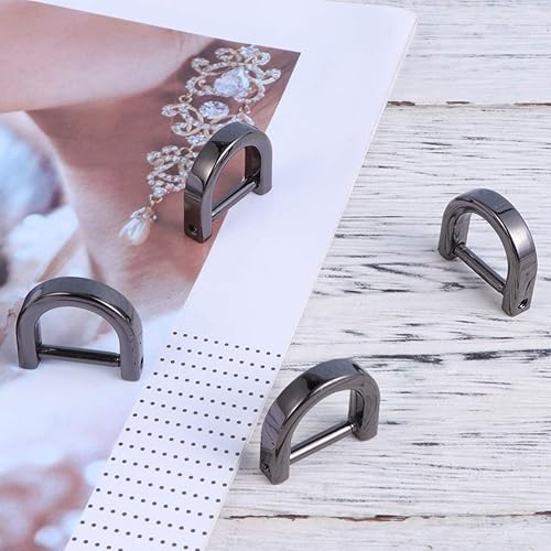 Miniatura 5 de Artibetter Anillos en D con grillete de herradura en forma de U, anillo D de cuero, llavero accesorios para correa, 4 piezas