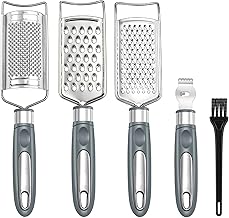 To encounter Cheese Grater, Zester Grater, Stainless Steel Grater for Ginger, Garlic, Nutmeg, Chocolate, Vegetables, Lemon, Dishwasher Safe, Set of 5 (Grey)