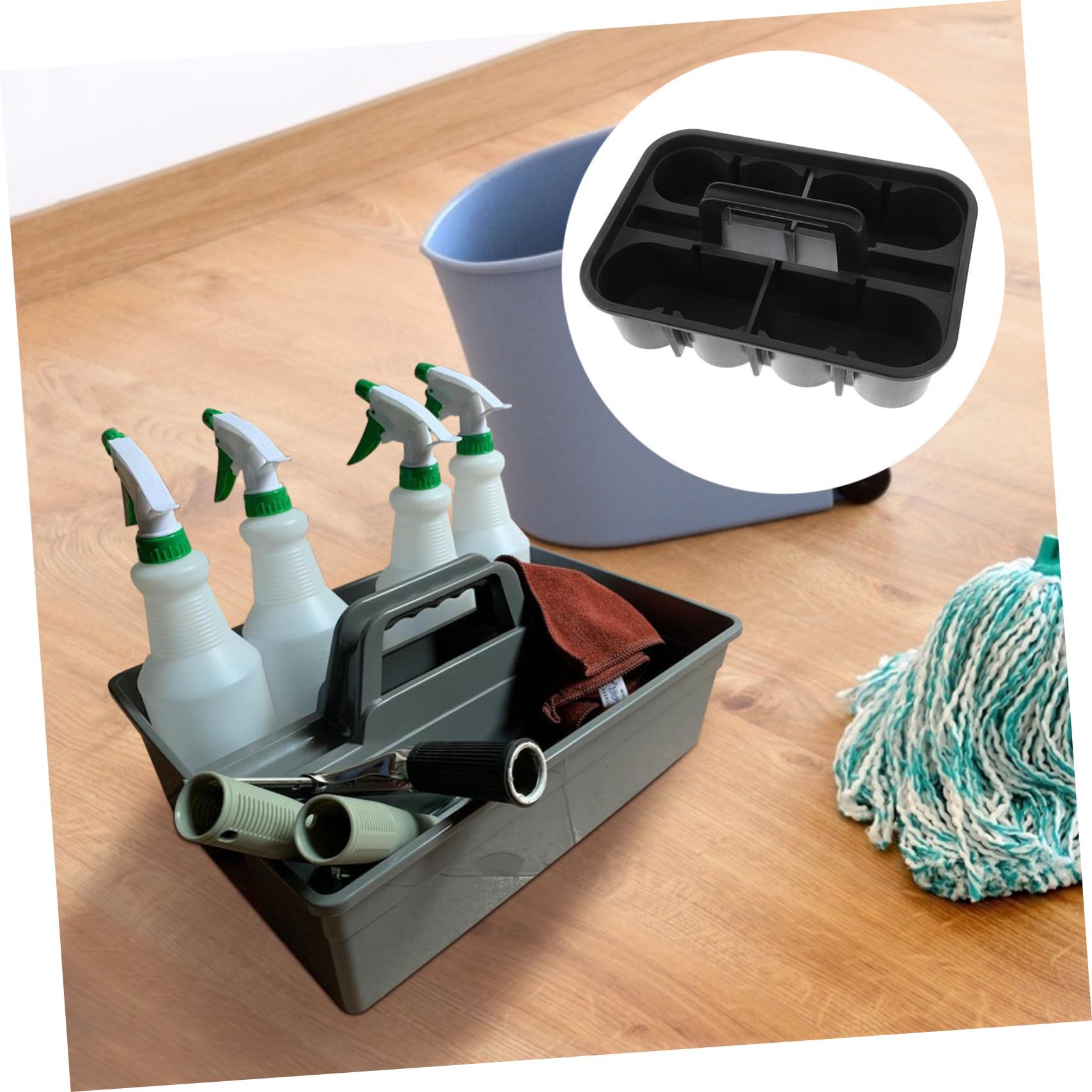 ULTECHNOVO Caja De Almacenamiento De De Limpieza Portátil Con Compartimentos y Cesta De Plástico Grueso Para Organización De De Limpieza y Cuidado Del Automóvil
