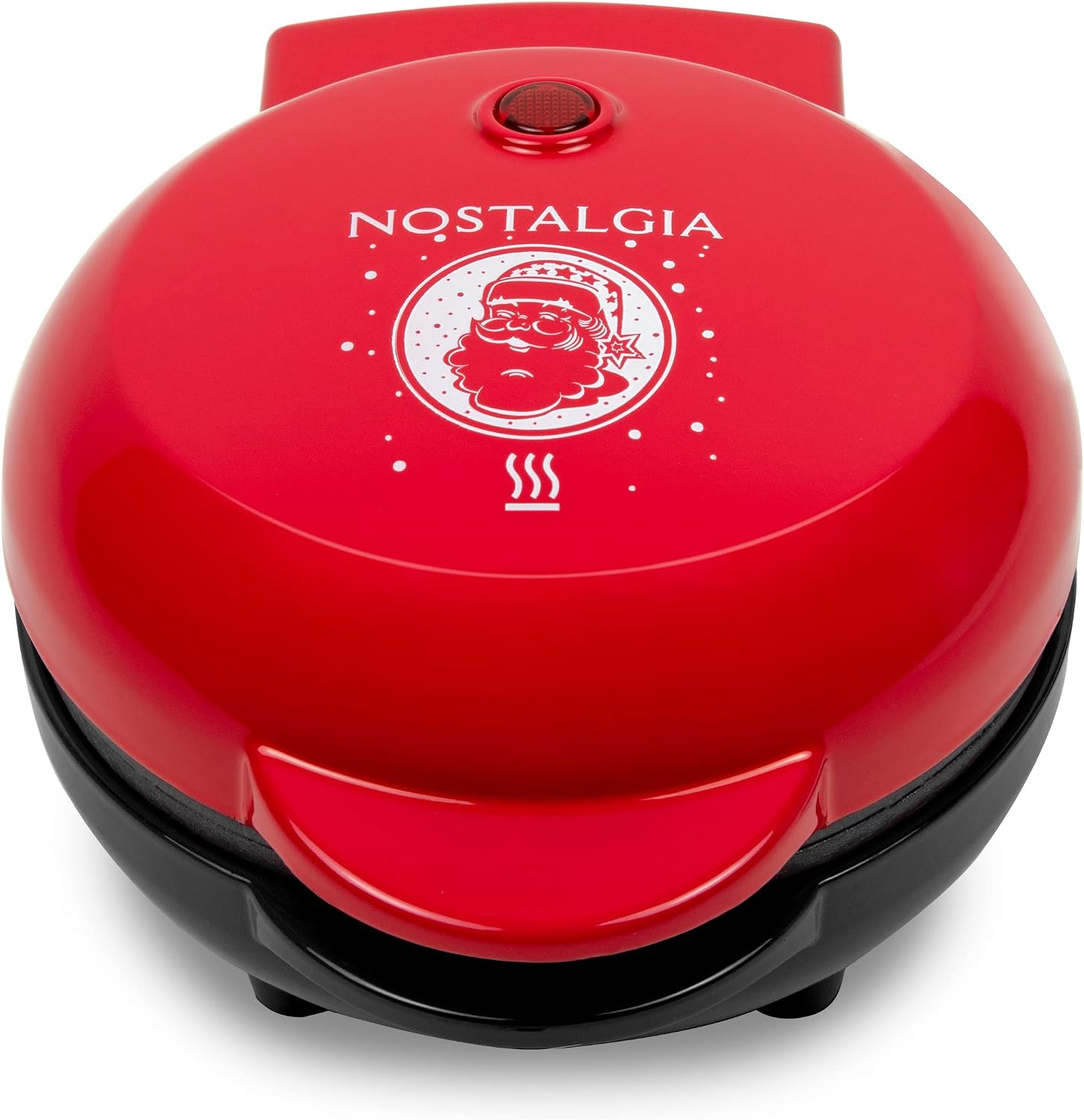 Nostalgia MyMini Personal Electric Santa Waffle Maker, Holiday Themed, 5-Inch Cooking Surface, Hash browns, French Toast, Grilled Cheese, Quesadilla, Brownies, Cookies, Red