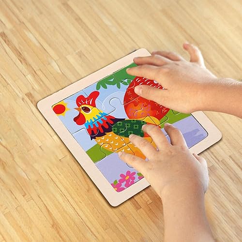 Miniatura 5 de Rompecabezas para niños - 9 piezas de madera Dibujos Animados Rompecabezas de animales para niños, rompecabezas de madera juguete educación temprana