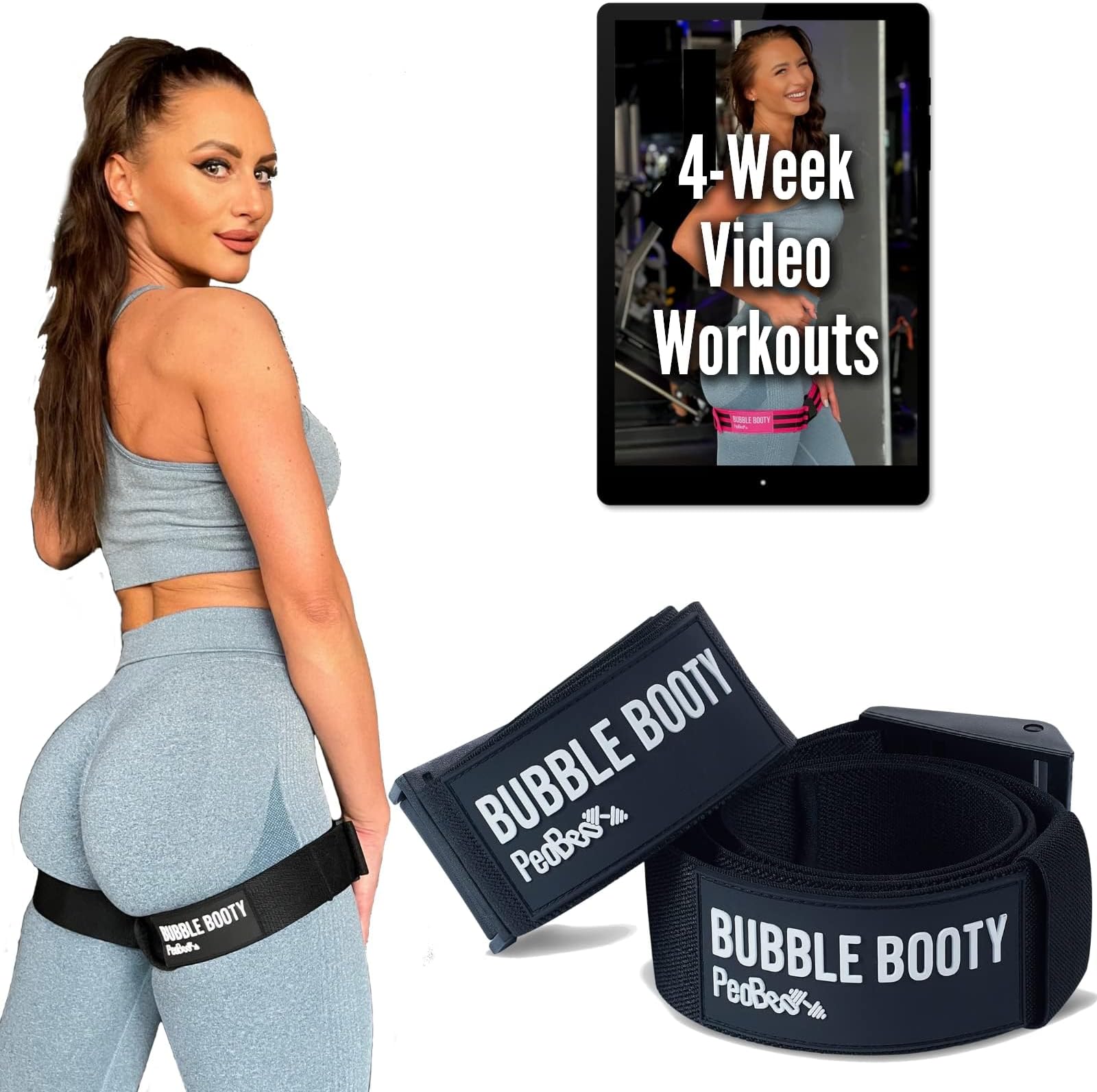 Blood Flow Restriction Bands for Women Glutes with 4-Week Booty Bands Exercise Guide, Bfr Booty Occlusion Bands for Women, Booty Bands Legs and Butt, Blood Restriction Workout Bands for Squats