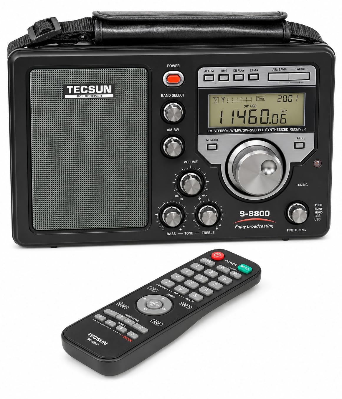 Tecsun S-8800 Receptor de Radio Multibanda Am/FM/LW/SW/SSB, Triple Conversión DSP, Audio Clase AB y Mando a Distancia