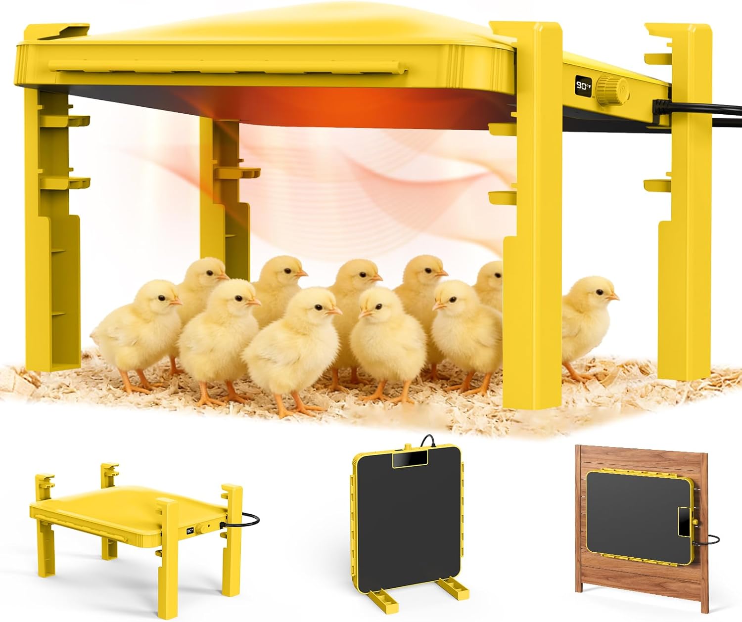 Brooder Plate for Chicks,200W Chick Heat Plate,Brooder Heater with Adjustable Temp 90~190℉ Chicken Coop Warmer - Radiant Heating Panel for Baby Chicks Chickens Quail Duck Poultry