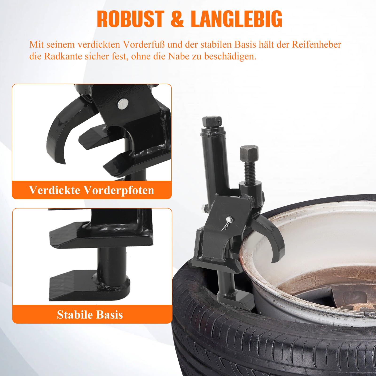 Reifenmontiergerät Reifenwechsler 96,5–106,7 cm, Reifenmontagegerät aus Stahl Reifenmontiermaschine Reifenwechseln Werkzeug Manueller Reifenwulstabdrücker Reifenwulstklemme 260x100x100 mm