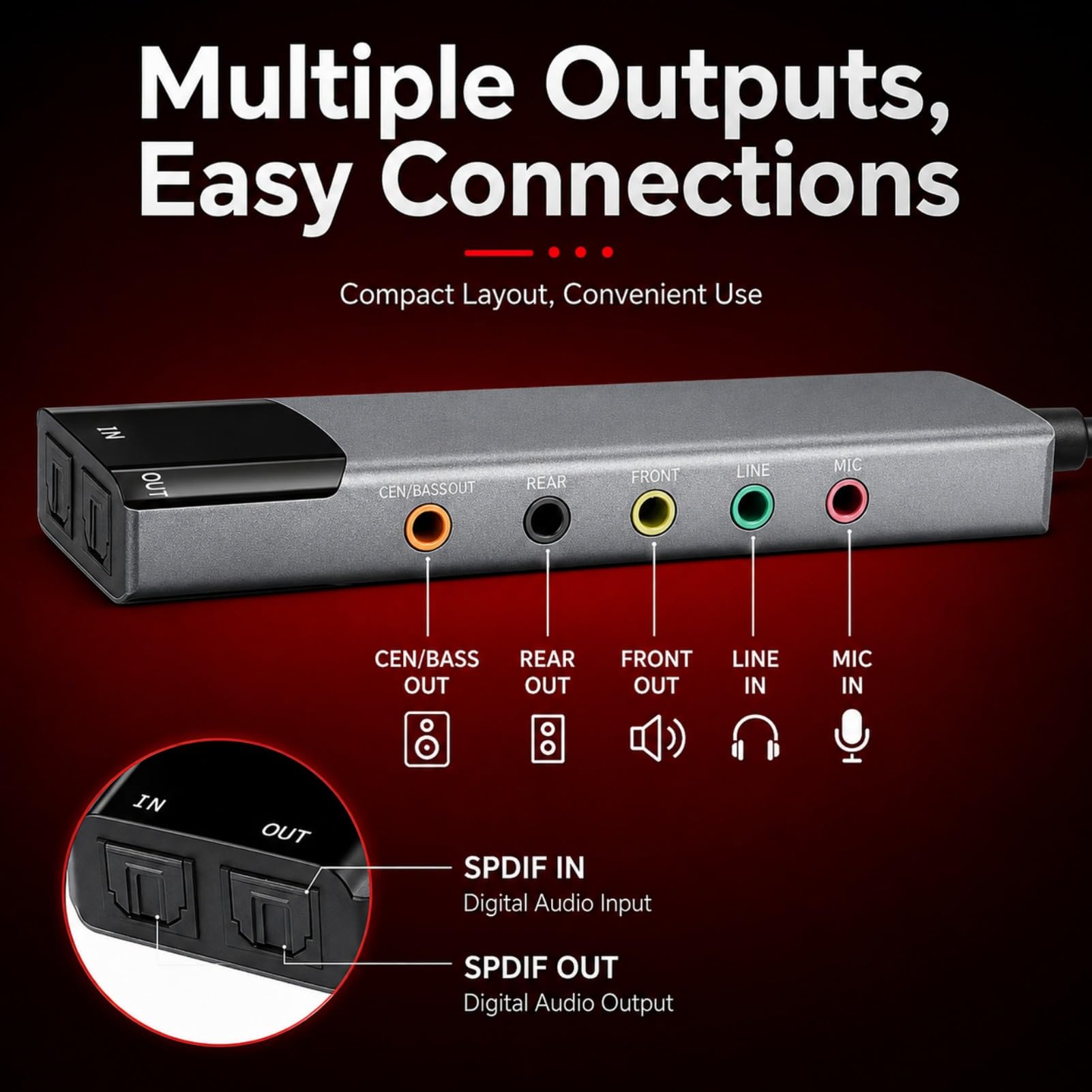 Adattatore per scheda audio USB esterna con uscita di ingresso ottico, interfaccia audio con riduzione del rumore 5.1 7.1 canali, plug and play per PC, laptop (lega di alluminio)