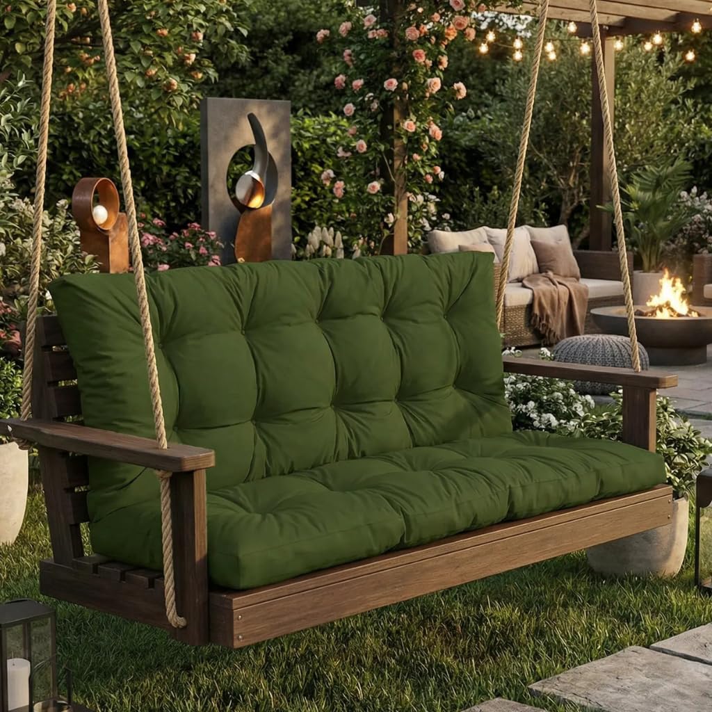 Cuscino per dondolo da giardino, impermeabile, per panca da giardino, per panca da giardino, 180 x 60 x 50 cm, verde