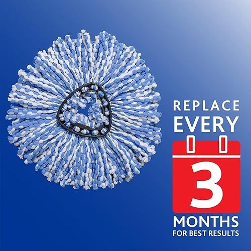 Miniatura 7 de Trapeador giratorio de microfibra y cubo compatible con el sistema de limpieza de suelos O-Cedar EasyWring + 4 repuestos adicionales, color azul