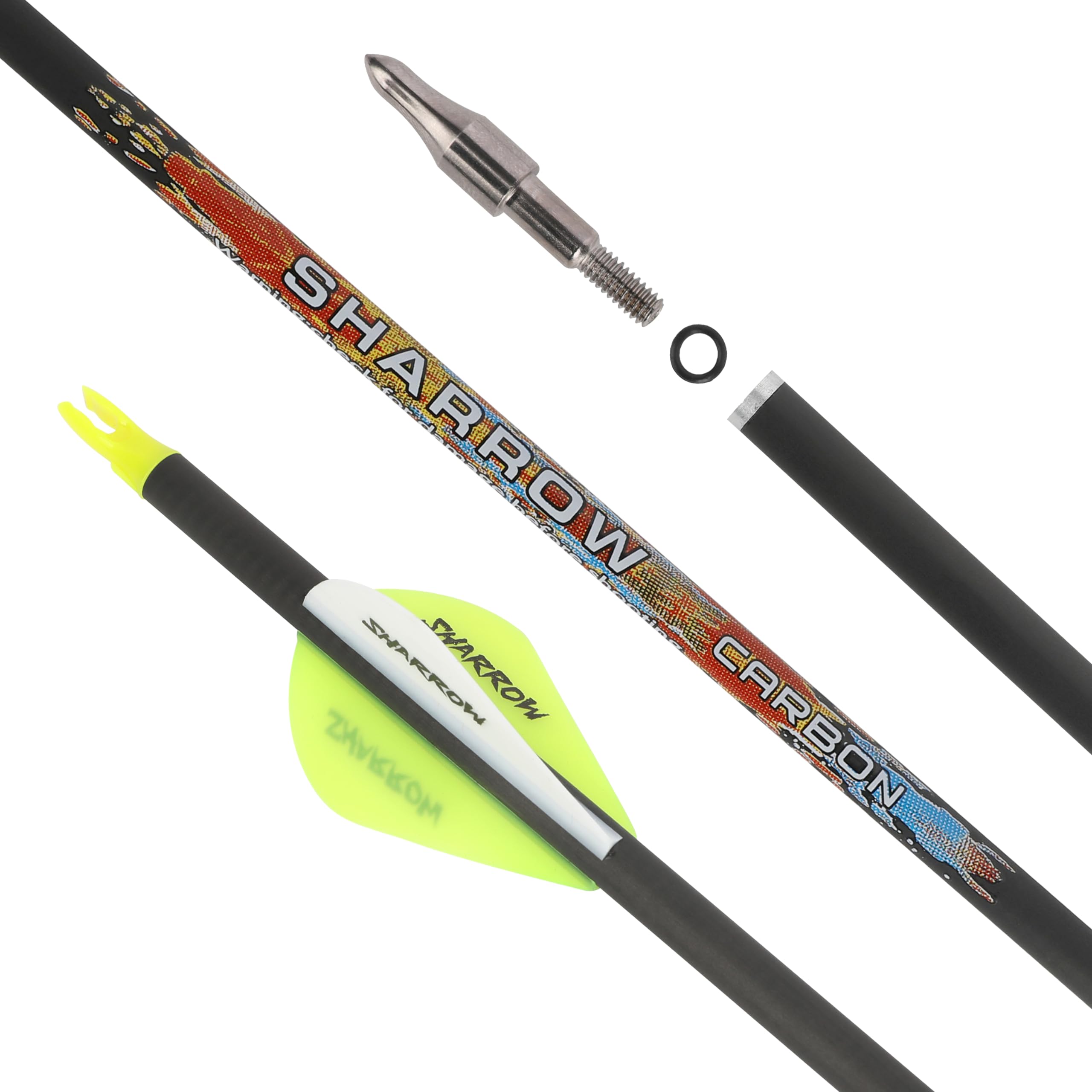 12pcs Flechas de Carbono 250/300/350/400/500/600 Spine de Tiro Práctica de Tiro con Arco Flecha de Caza para Arco Recurvo Arco Compuesto Arco Largo