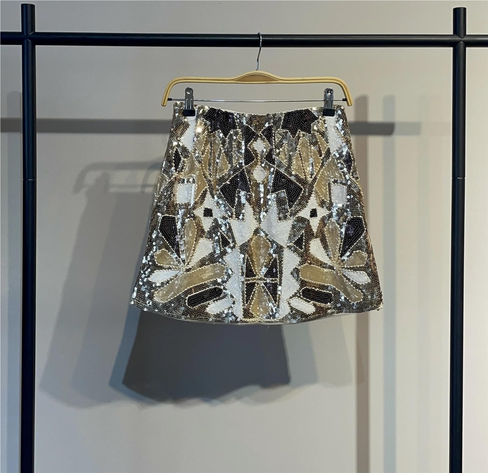 Minigonna Estiva con Paillettes Scintillanti da Donna, Vita Media, Linea Corta, for Lavoro, Streetwear, Discoteca, Lucida