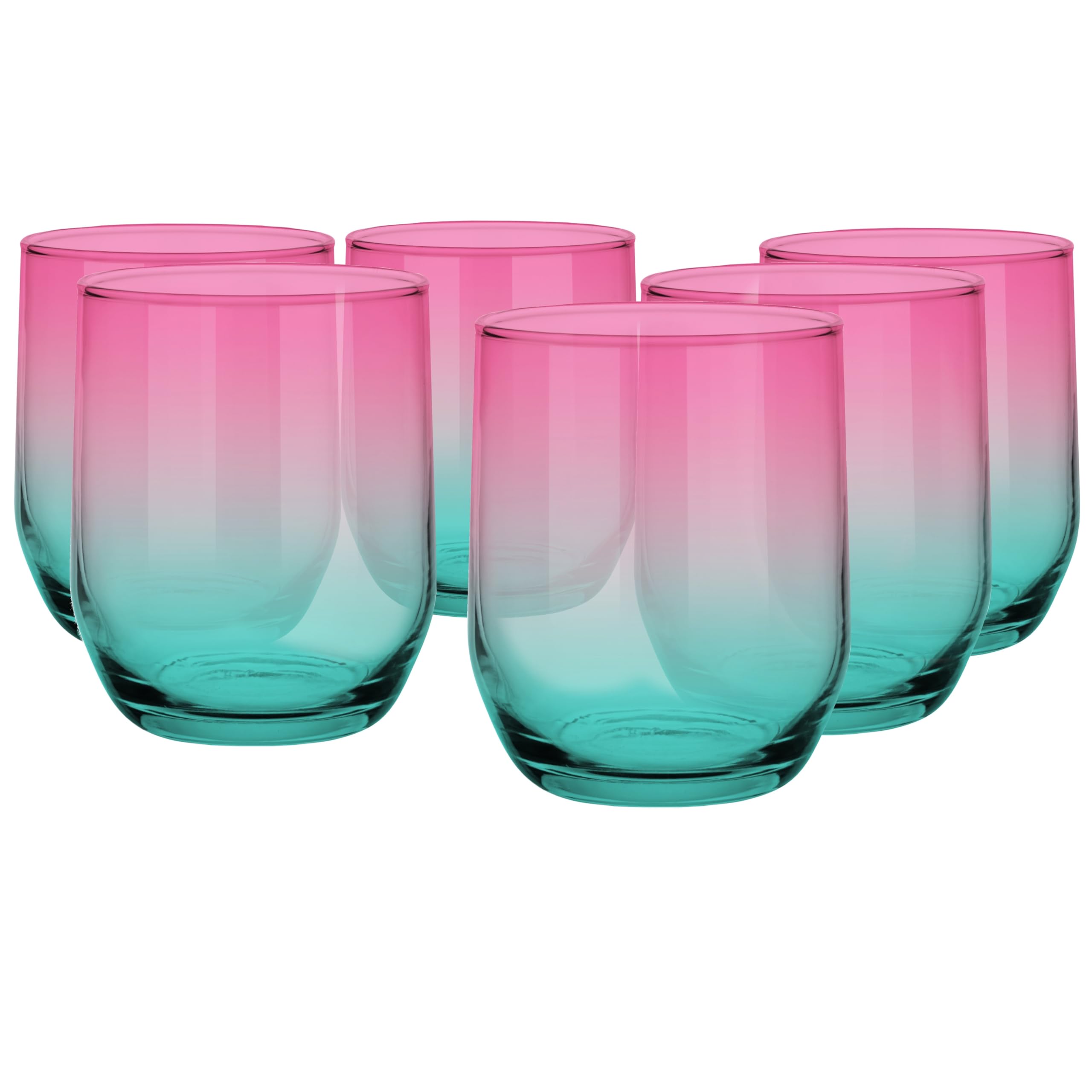 Glasmark Lot de 6 verres à faible teneur en verre turquoise multicolore 300 ml