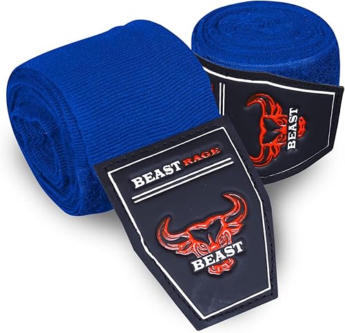 Miniatura 2 de BEAST RAGE Vendas de mano de boxeo, vendajes de artes marciales de 14.8 ft, guantes internos, correas de apoyo para la muñeca, perforaciones debajo