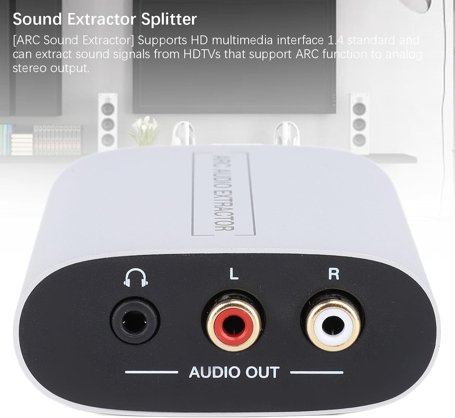 HD Multimedia Interface Audio Extractor Digital Analog Audio Converter, Sound Extractor ARC to 3.5mm Jack LR AV Ports Analog Stereo Output Sound Converter