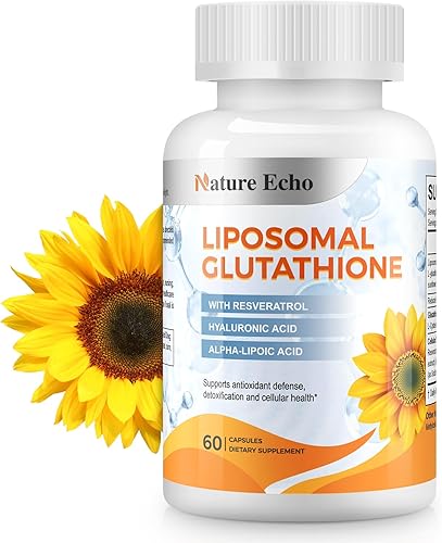 Liposomal Glutathione Supplement with Reduced Glutathione, Resveratrol & Hyaluronic Acid , High Absorption for Antioxidant Support, Cellular Health, Immune Support, Liver Detox, Non-GMO, Vegan