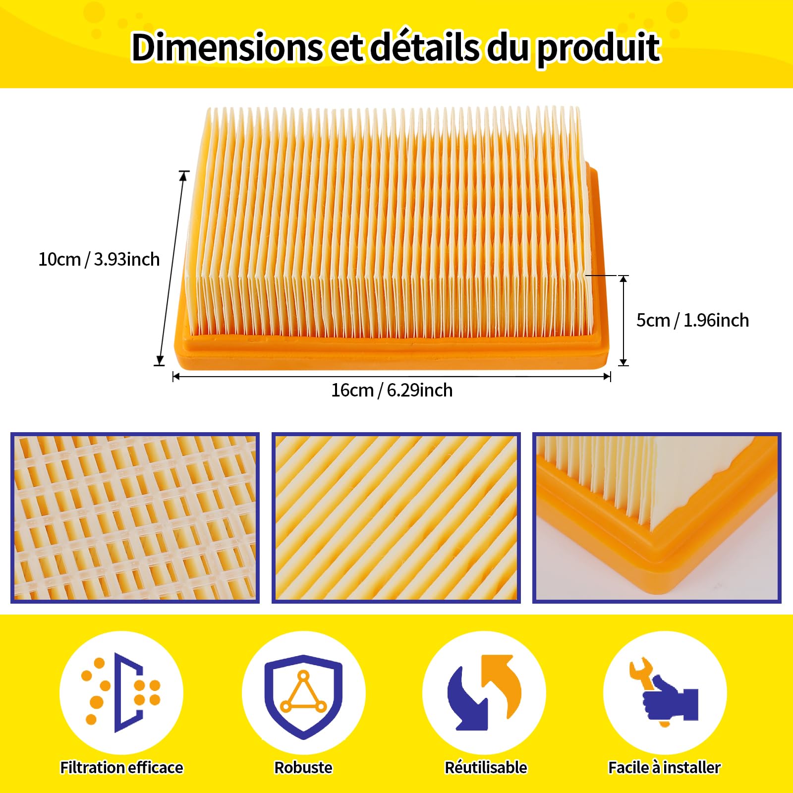 4 Filtri Per Aspirapolvere Kärcher WD4, WD5, WD6, MV4, MV5, MV6 - Sostitutivo 2.863-005 - Alta Efficienza - Foto 11