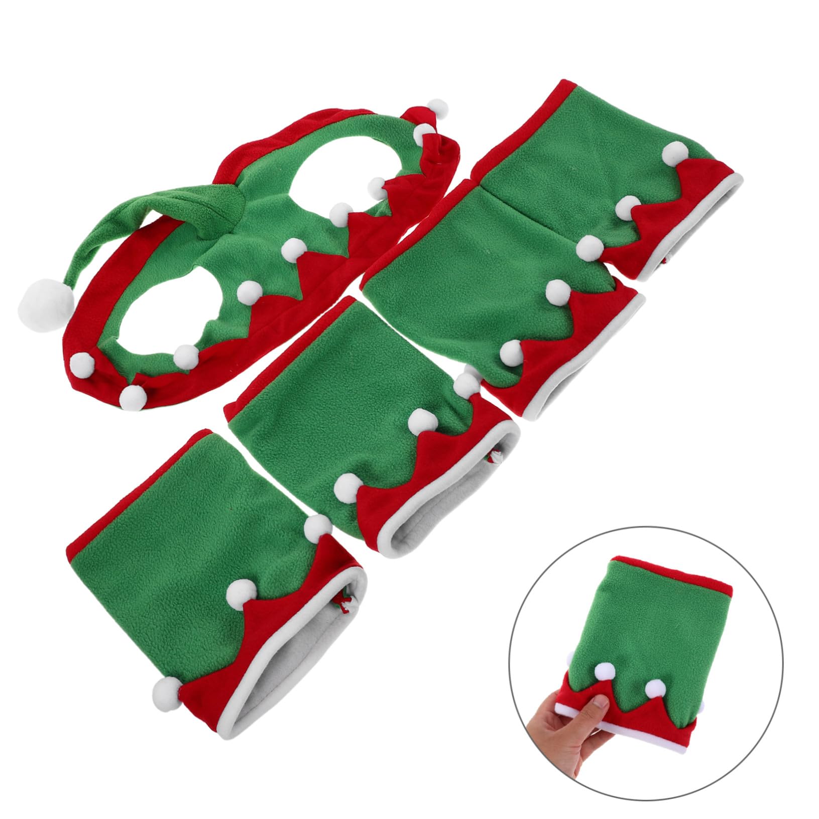 SUPVOX Fasce e Cappello Per Zampe Di Cavallo Natalizie Protezione Per Zampe Di Cavallo Natalizie e Cappello Da Elfo Accessori Per Costumi Natalizi Decorazione Per Feste Di Natale