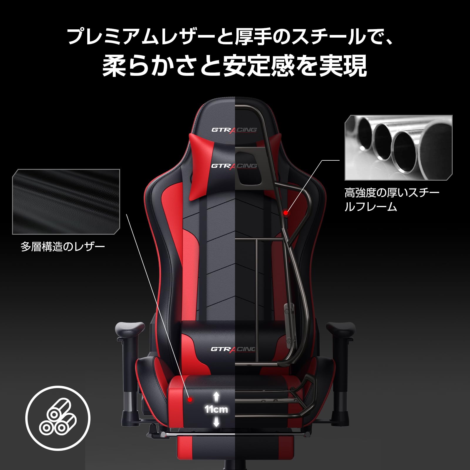 Amazon.co.jp: GTRacing ゲーミングチェア スピーカー付き オットマン