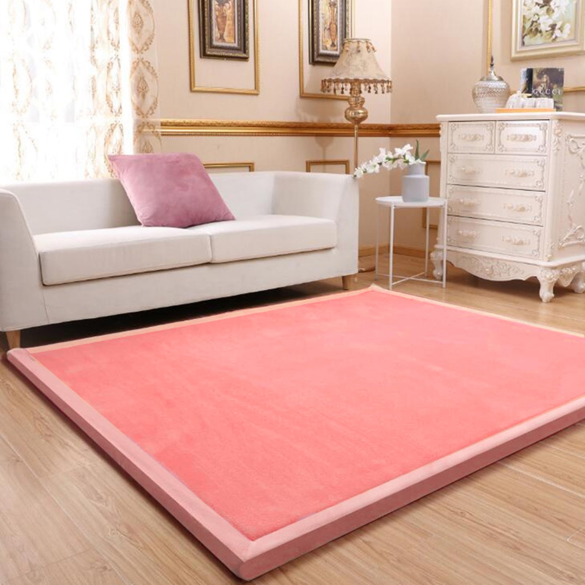 Tapis super doux antidérapant rose lavable 140 x 200 cm