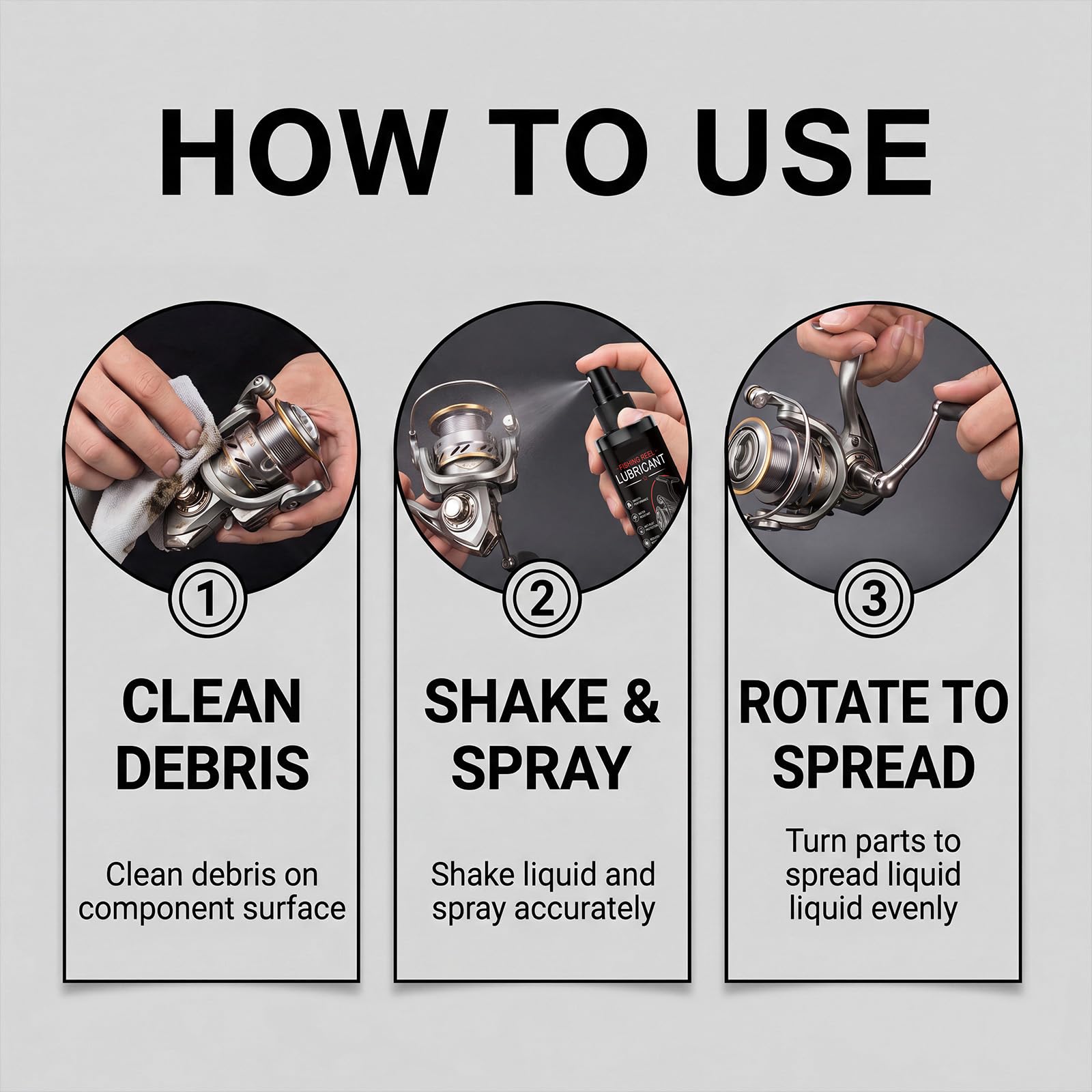 Lubrificante per mulinello da pesca, spray detergente per mulinelli, protezione di lunga durata, prestazioni lisce, resistente all'acqua, antiruggine, riduce il rumore, prolunga la durata