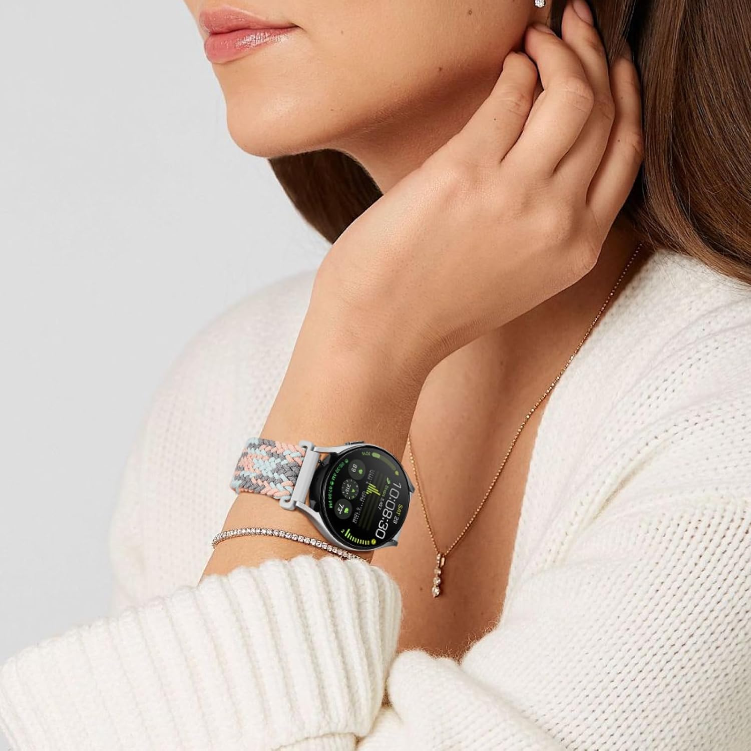 3 Pack Braided Bands Compatible with Samsung Galaxy Watch 7 6 4 5 FE Band 44mm 40mm/Galaxy Watch 6 4 Classic 42mm 46mm 43mm 47mm/Watch 5 Pro Band 45mm/Active 2, 20mm Stretchy Nylon Sport Band - Image 5