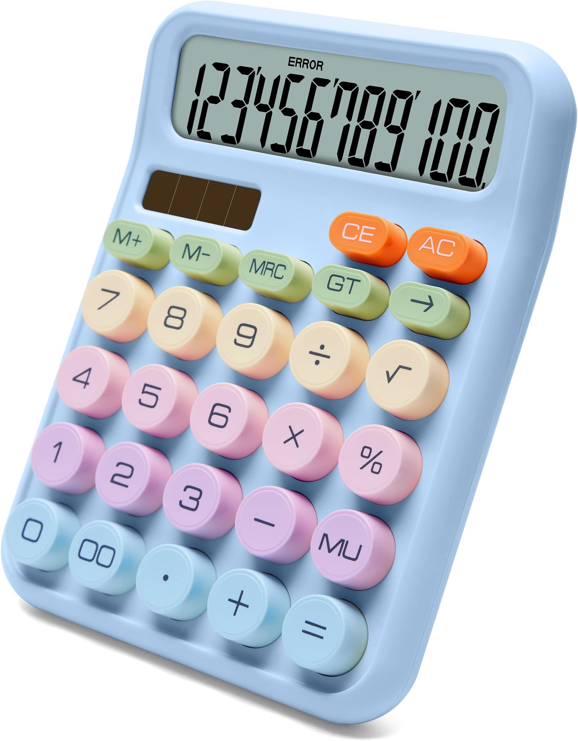 KASTWAVE Mechanical Switch Calculator, Colorful Candy Design, 12 Digits, Large LCD Display, Purple With Big Buttons for Everyday Life and Basic Office Work (Colorful Blue, L)