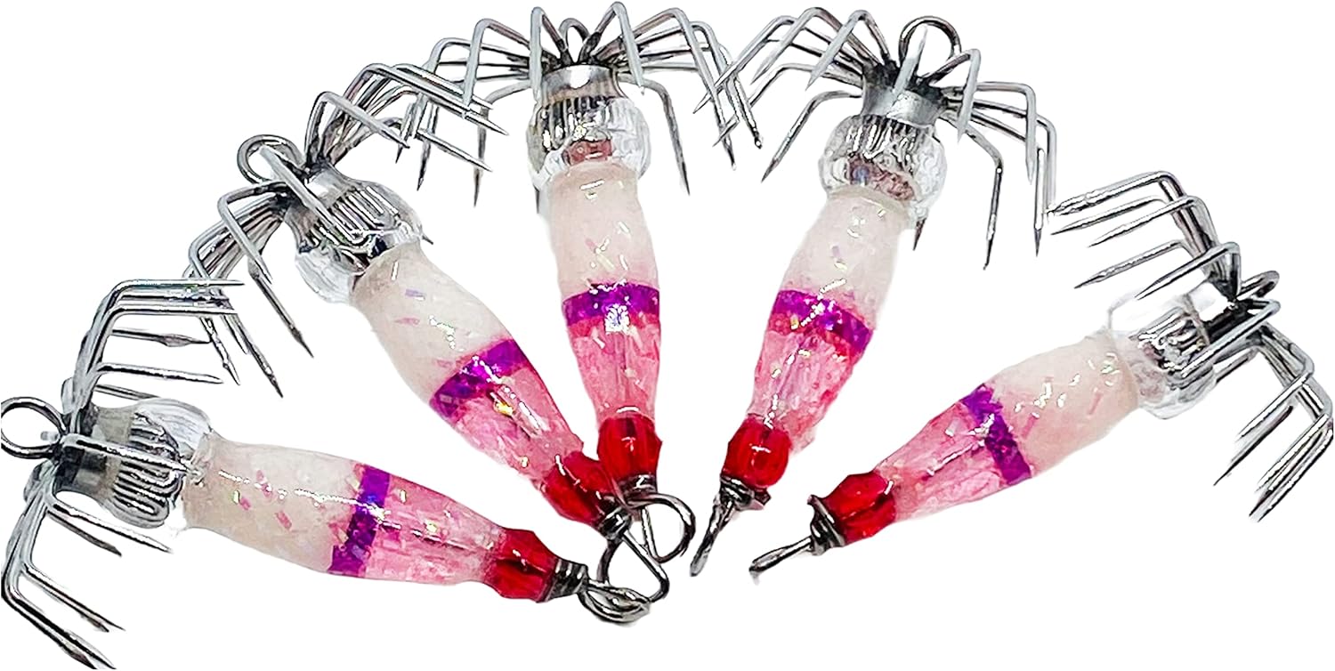 Squid Jig Super Glow Unweighted 25mm Hooks 5pcs