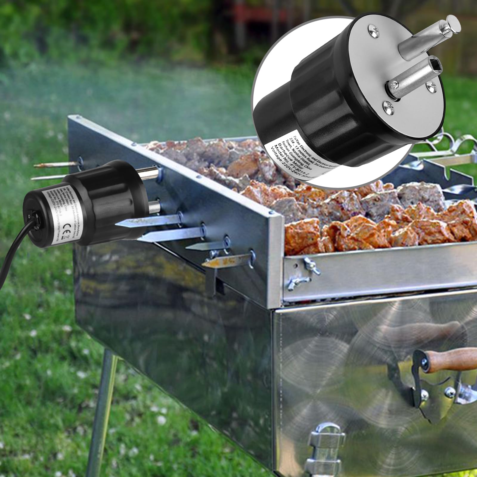 EXLECO Motor Giratorio para Parrilla de Barbacoa Motor Eléctrica 220V 230V 240V Rotador Accesorio para Asado Grill para Fiestas en el Hogar Picnic al Aire Libre Camping Barbecue Negro