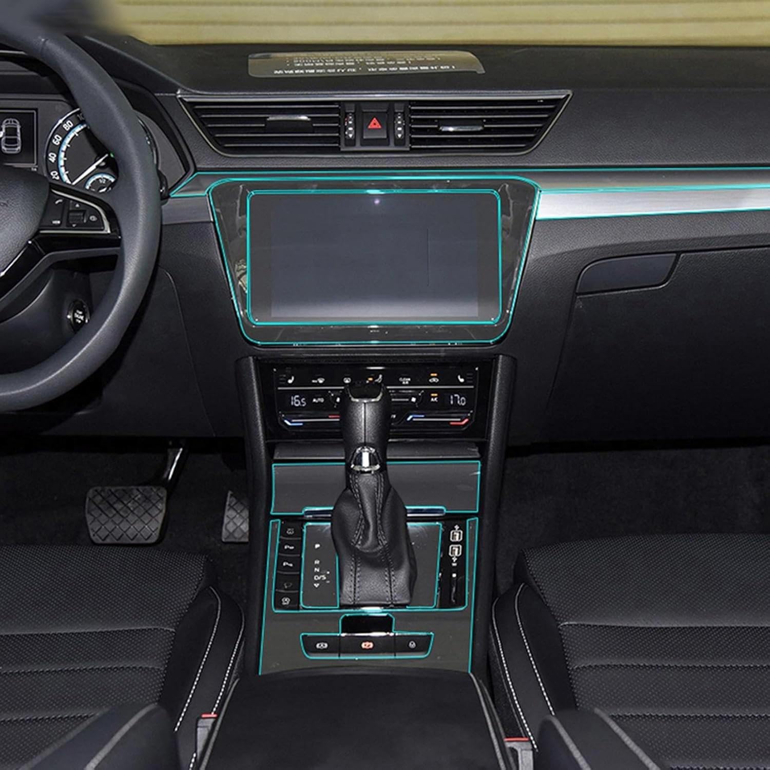 Film écran anti-rayures auto pour console Skoda Superb