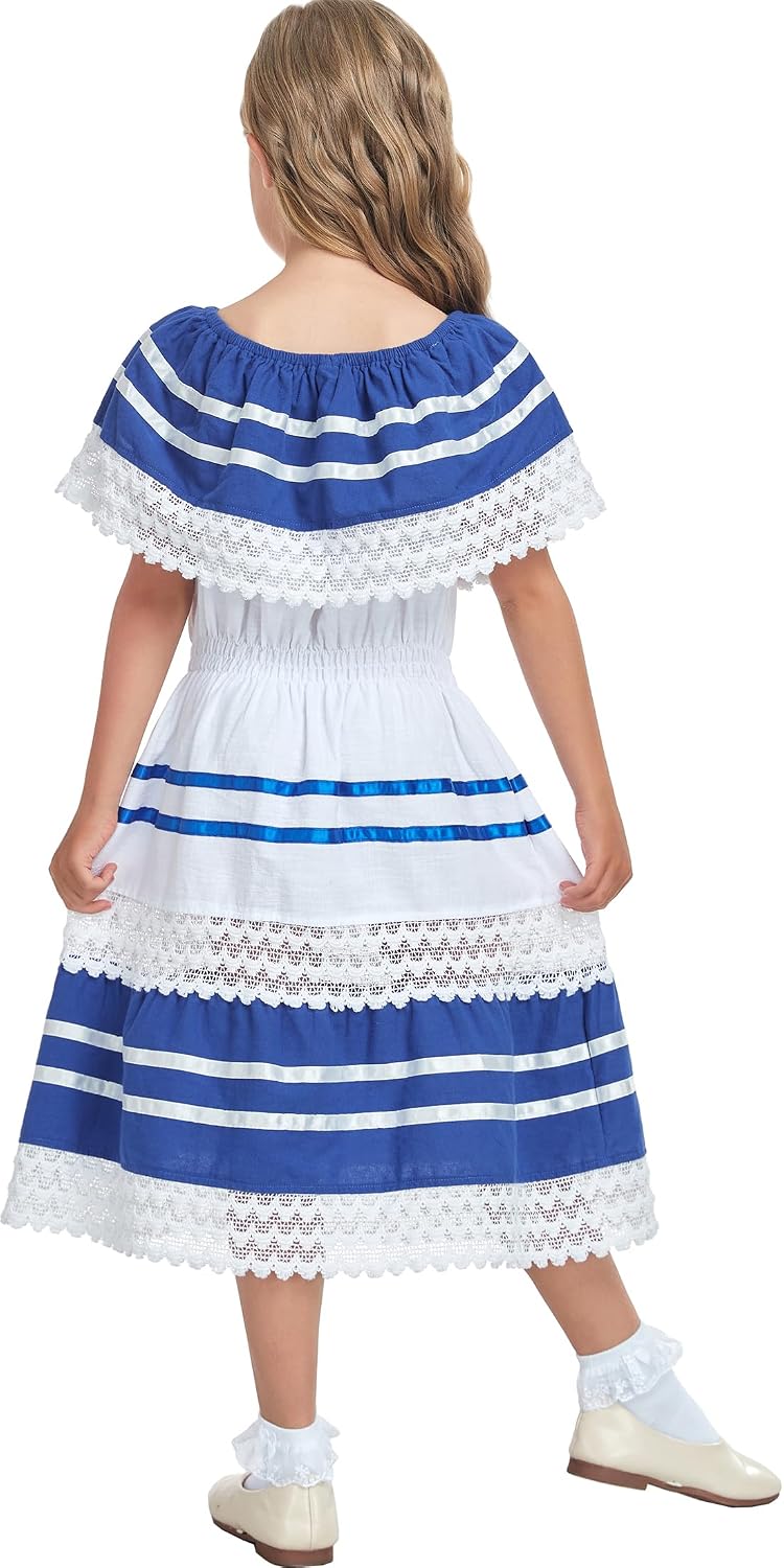 YZXDORWJ Mexican Girl's Fiesta Dress - Colorful Party Dress for Cinco de Mayo