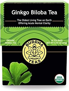 Organic Gingko Biloba Tea - Kosher, Caffeine-Free, GMO-Free - 18 Bleach-Free Tea Bags