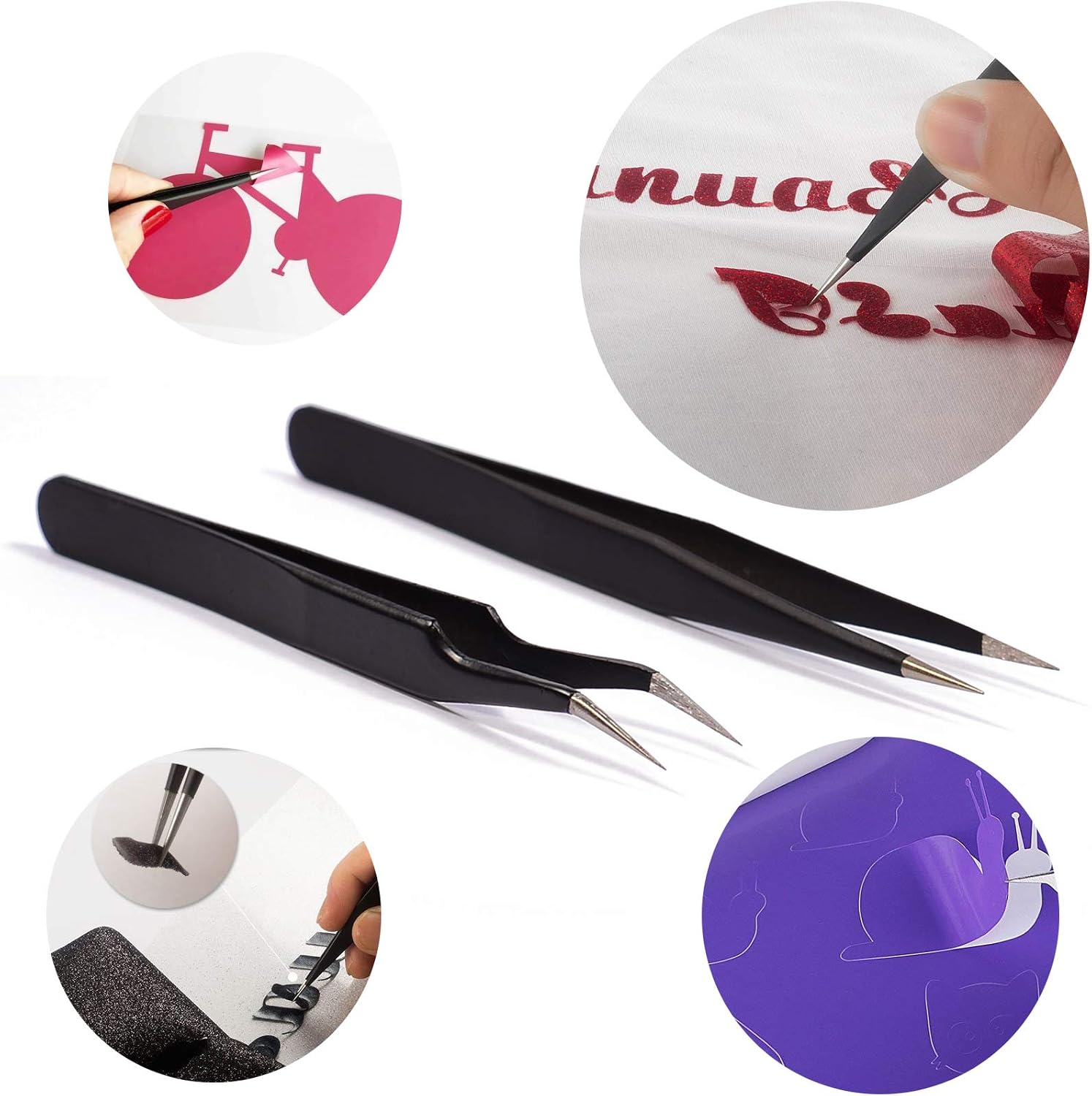 AHCHAY Vinyl Weeding Tool Kit with Tweezers, Weeder Hook, Plastic Scraper, Hobby Knife for Craft, Vinyl, Paper, Heat Transfer Sheet, Sticker Application