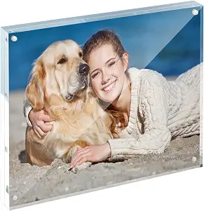 TWING 3.5x5 Inch Acrylic Picture Frame with Double-Sided Magnets and Cleaning Cloth